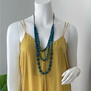 Green beaded long necklace